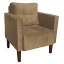 Ver imagem 2 de Poltrona Sala Decorativa Kit 2 Livia Pé Madeira Castanho Suede Marrom Rato M11 - D'Rossi