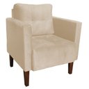 Ver imagem 3 de Poltrona Sala Decorativa Kit 2 Livia Pé Madeira Castanho Suede Bege M11 - D'Rossi