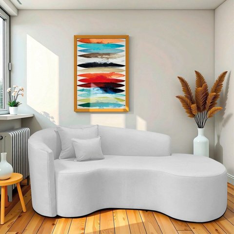 Recamier Curvo Orgânico 180cm 3 Lugares Lado Direito para Sala de Estar Bouclé Londres