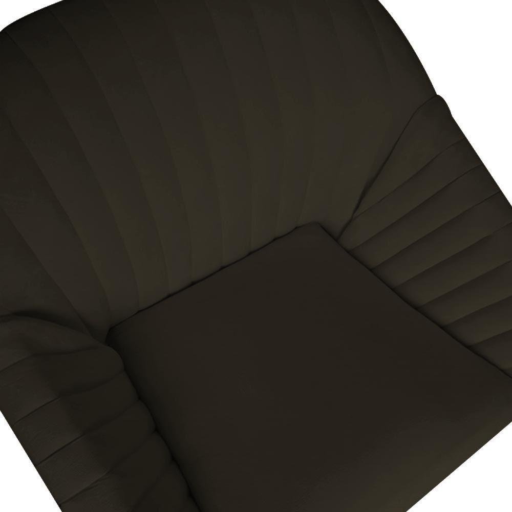 Kit 04 Poltrona Anitta Pés Palito Suede Marrom - 4