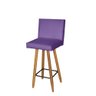 Kit 2 Banqueta Alta com Encosto Olivia Balcão Cozinha Bistrô Pé Castanho Suede Roxo - 3