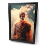 Quadro Caveira de Terno Pegando Fogo Moldura Preta e Vidro - 1