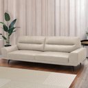 Ver imagem 1 de Sofá Decorativo Ashton 3 Lugares Sala de Estar 256cm Pés em Aço Couro Bege G88 - Gran Belo