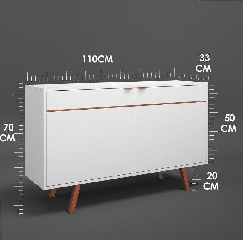Bufete Aparador 3 Portas Branco Moderno AJL STORE BUFFET - 6