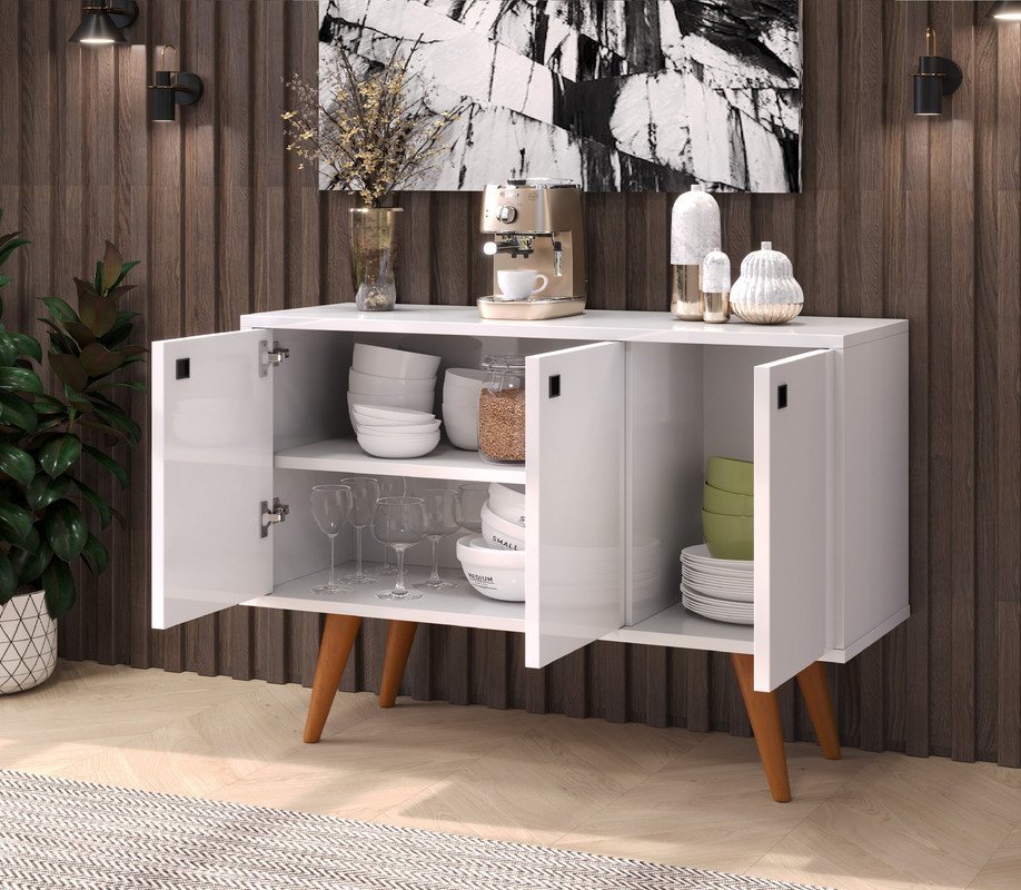 Bufete Aparador 3 Portas Branco Moderno AJL STORE BUFFET - 2