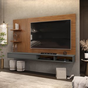 Painel para Tv até 60 Polegadas 01 Porta Bento Freijó Cinza Urbano Dj Móveis