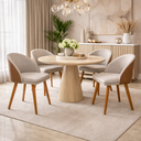 Ver imagem 1 de 2 Cadeiras Poltronas Diamante Linho Bege Courino Marrom Moderno