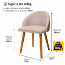Ver imagem 5 de 2 Cadeiras Poltronas Diamante Linho Bege Courino Marrom Moderno
