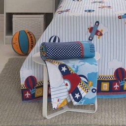 Jogo De Cama Infantil Santista 3 Peças 100% Algodão Aviões - 4 Jogo De Cama Infantil Santista 3 Peças 100% Algodão Aviões - 4