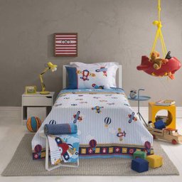 Jogo De Cama Infantil Santista 3 Peças 100% Algodão Aviões - 1 Jogo De Cama Infantil Santista 3 Peças 100% Algodão Aviões - 1