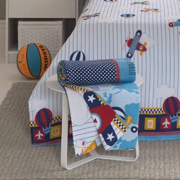 Jogo De Cama Infantil Santista 3 Peças 100% Algodão Aviões - 6 Jogo De Cama Infantil Santista 3 Peças 100% Algodão Aviões - 6