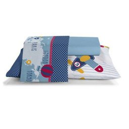 Jogo De Cama Infantil Santista 3 Peças 100% Algodão Aviões - 2 Jogo De Cama Infantil Santista 3 Peças 100% Algodão Aviões - 2
