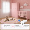 Ver mais imagens de Kit Quarto de Bebê Doce Sonho com Berço com Rodízio Guarda Roupa 3 Portas e Colchão D18 130x60 Movel