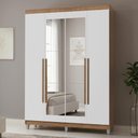 Ver imagem 1 de Guarda-Roupa Solteiro com Pés 4 Portas Batentes com Espelho Rustic/Branco/Rustic Netuno Madesa