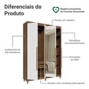 Ver imagem 4 de Guarda-Roupa Solteiro com Pés 4 Portas Batentes com Espelho Rustic/Branco/Rustic Netuno Madesa