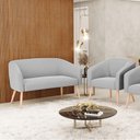 Ver mais imagens de Kit 01 Namoradeira 02Lug E 01 Poltrona Stella Natural Cinza