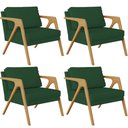 Ver imagem 1 de Kit 4 Poltronas Decorativas Sala Pietra Estrutura de Madeira L02 Suede Verde Musgo - Lyam Decor