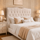 Ver imagem 1 de Cabeceira Cama Solteiro Greta 90cm Estofada Bouclê Design Clássico