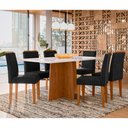 Ver imagem 1 de Conjunto Mesa de Jantar 1,60m Anitta Tampo Mdf com Vidro e 6 Cadeiras Ana Ypê/off White/ja03 - New C