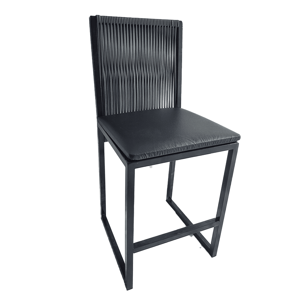 Cadeira Bali Estilo Industrial Junco Preto Assento Preto - 2
