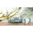 Ver imagem 1 de Papel de Parede Painel 3D Mármore Branco Fio Dourado 4M Revestimento Auto Colante Marmorizado
