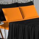 Ver imagem 3 de Jogo de Cama Casal Viúva Nobre 4 Peças Malha 100% Algodão - Preto / Laranja