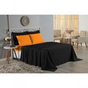 Ver imagem 4 de Jogo de Cama Casal Viúva Nobre 4 Peças Malha 100% Algodão - Preto / Laranja