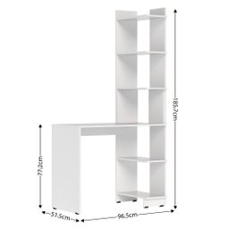 Escrivaninha Home Office Eccos Mesa + Estante Lateral Montagem Flexível - Branco - 3