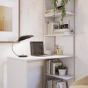 Ver imagem 2 de Escrivaninha Home Office Eccos Mesa + Estante Lateral Montagem Flexível - Branco