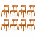 Ver imagem 2 de Kit 8 Cadeiras de Jantar Alice Madeira Maciça Estofadas Courino Caramelo Madeira Mel Di Franco
