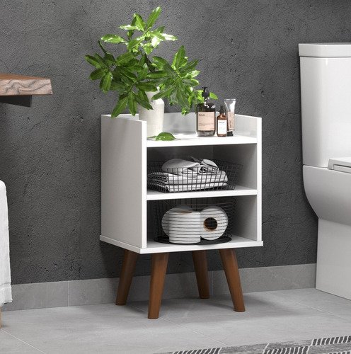 2 Mesa Cabeceira Moderna Quarto Sala Palito Branco. Nova Decor Mesa cabeceira com pé palito multifun - 3