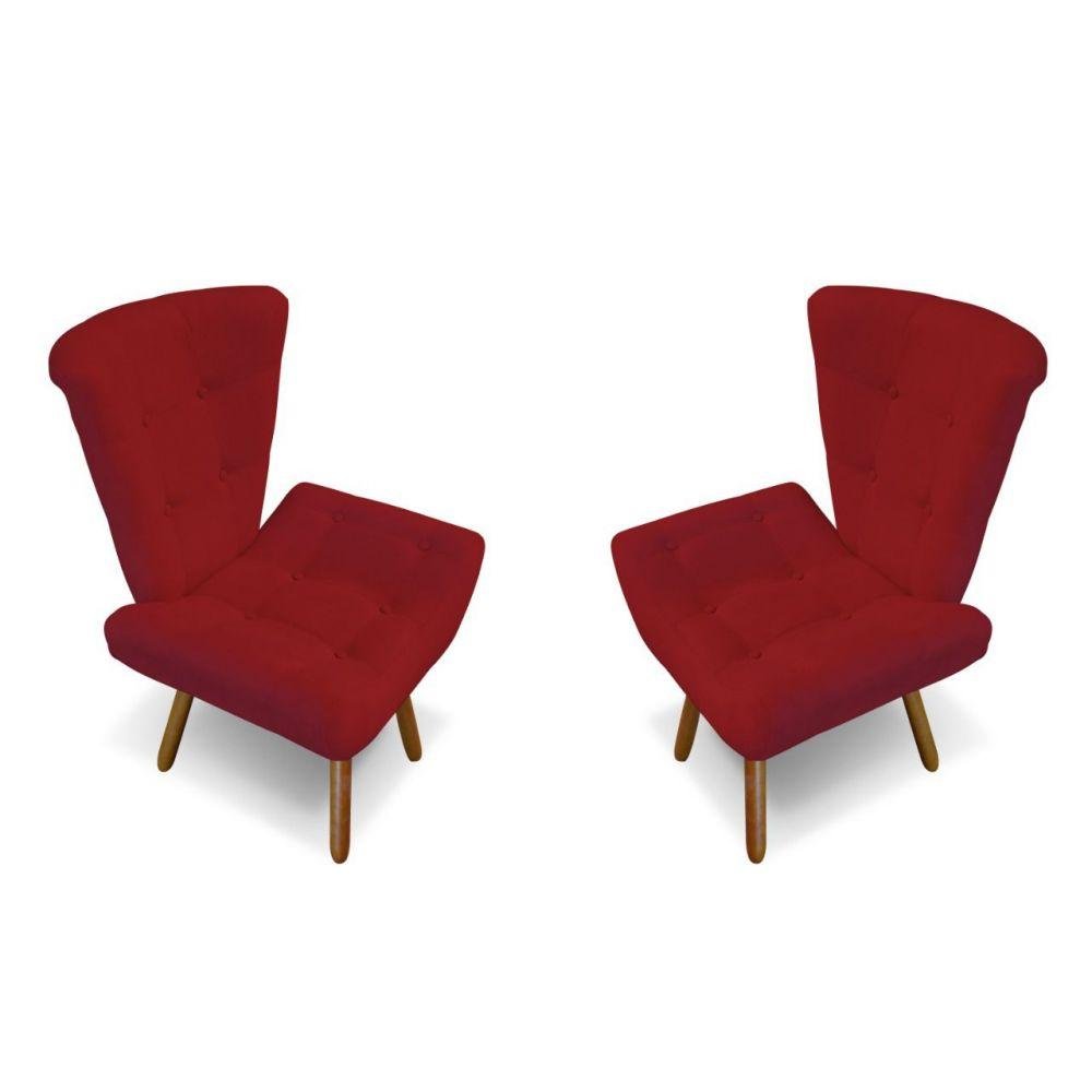 Kit 02 Poltronas Decorativa Emilia Vermelho - 2