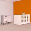 Ver imagem 1 de Conjunto Berço Mini Cama e Cômoda Sapateira Retrô Rosa