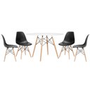 Ver imagem 1 de Conjunto de Mesa Redonda Eames 120cm Branco + 4 Cadeiras Eiffel Dsw Preto