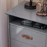 Mesa de Cabeceira Mini Cômoda 2 Gavetas Sonetto com Puxador em Couro - Cinza - 5