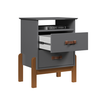 Mesa de Cabeceira Mini Cômoda 2 Gavetas Sonetto com Puxador em Couro - Cinza - 8