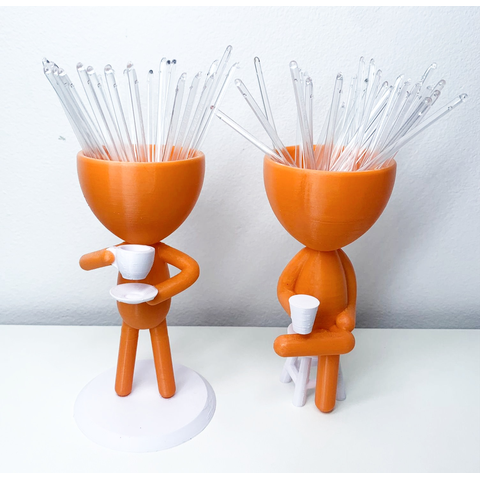 Kit Decorativo Cantinho do Café - Robert Plant Xícara Flutuante e Letreiro - Laranja com Branco