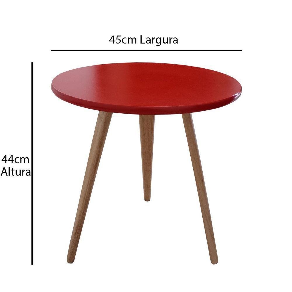 Mesa De Canto Lateral Pé Palito Redonda Hadasa Vermelho - 2