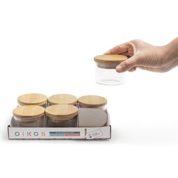 KIT DE 6 POTES DE MANTIMENTOS DE 110ML COM TAMPA DE BAMBU - OIKOS - 5
