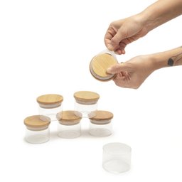 KIT DE 6 POTES DE MANTIMENTOS DE 110ML COM TAMPA DE BAMBU - OIKOS - 2