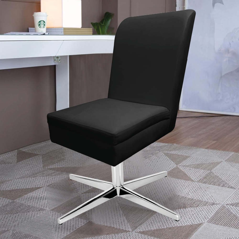Kit 03 Cadeira Ana de Jantar Giratória Metal Suede Preto e Sintético Branco - Dominic Decor - 2