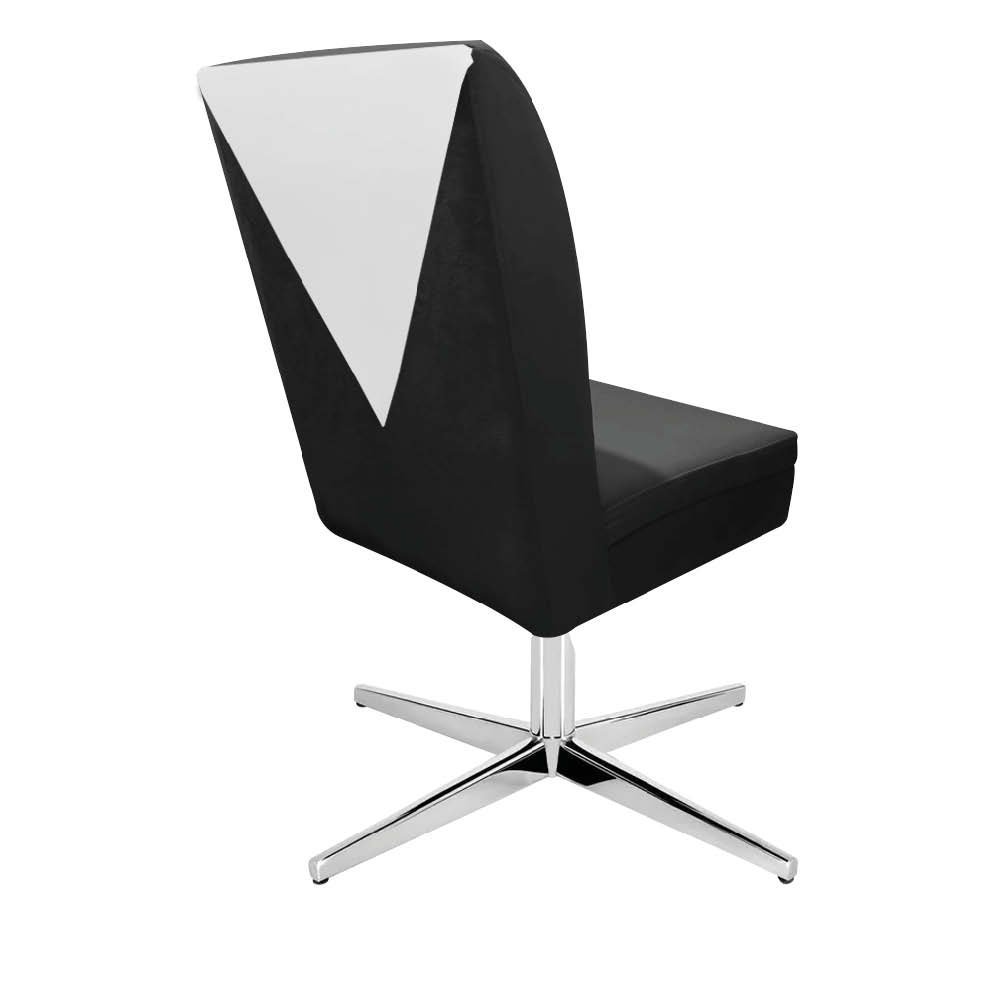Kit 03 Cadeira Ana de Jantar Giratória Metal Suede Preto e Sintético Branco - Dominic Decor - 4