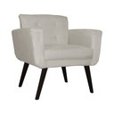Ver imagem 1 de Poltrona Decorativa Geovana Couro Bege Pés Madeira Ms Decor