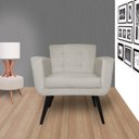 Ver imagem 4 de Poltrona Decorativa Geovana Couro Bege Pés Madeira Ms Decor