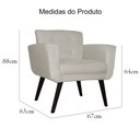 Ver imagem 3 de Poltrona Decorativa Geovana Couro Bege Pés Madeira Ms Decor