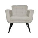Ver imagem 2 de Poltrona Decorativa Geovana Couro Bege Pés Madeira Ms Decor
