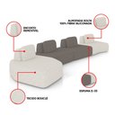 Ver imagem 3 de Sofá 4 Lugares Orgânico com Chaise e 3 Módulos Berlim bouclê Off White/grafite K01 - D’Rossi