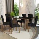 Ver imagem 1 de Conjunto Sala de Jantar Mesa Tampo de Vidro 6 Cadeiras Madesa Rustic-preto-oxford