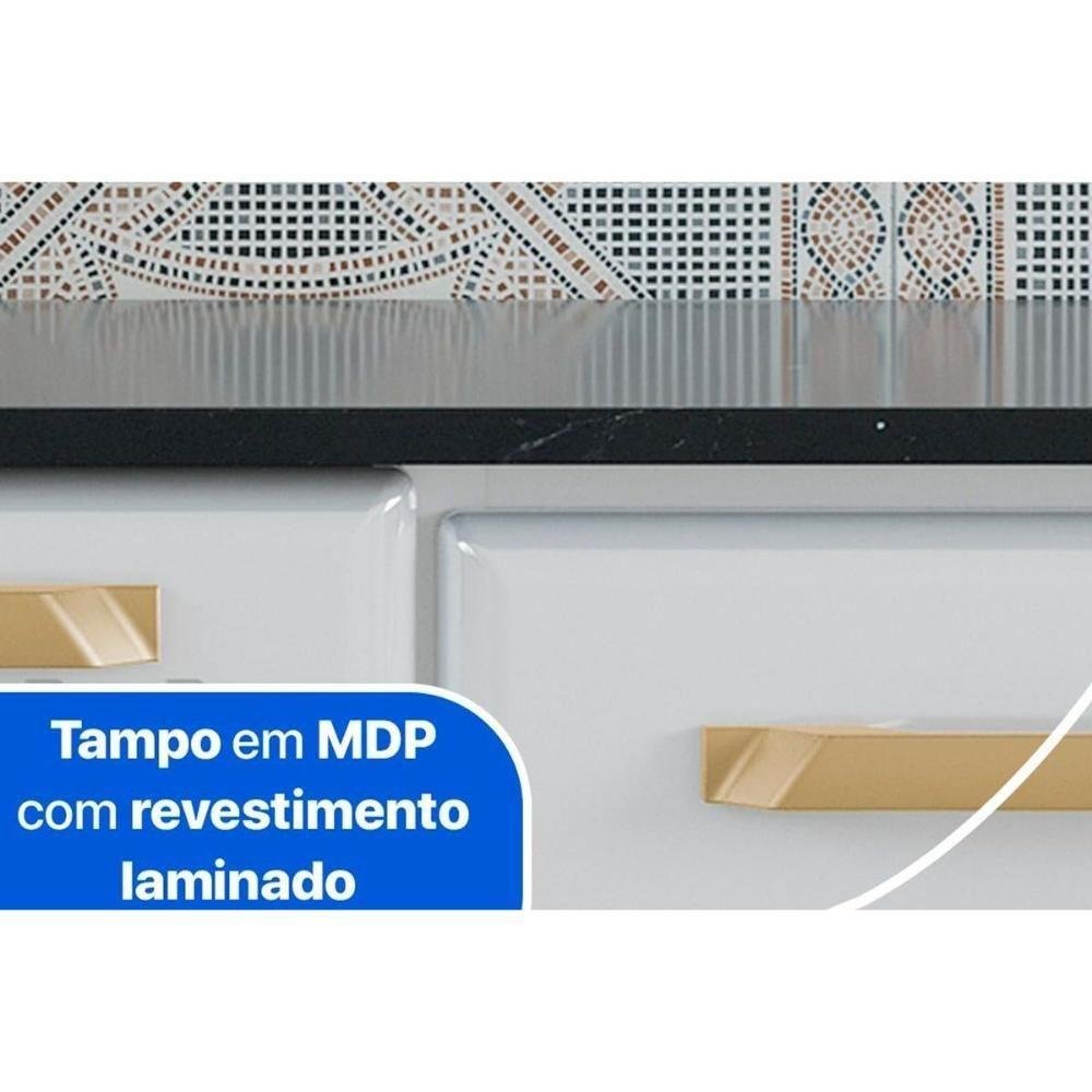 Kit de Cozinha 4 Peças Diamante 5 Portas Vidro (2 Armários 1 Balcão 1 Paneleiro) Branco/preto - 10