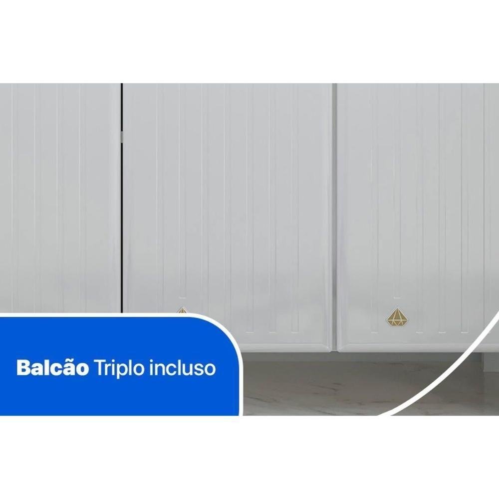 Kit de Cozinha 4 Peças Diamante 5 Portas Vidro (2 Armários 1 Balcão 1 Paneleiro) Branco/preto - 6